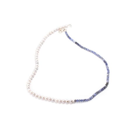 Coliere - Colier din Perle de Cultura Gri si Sodalit cu Argint 