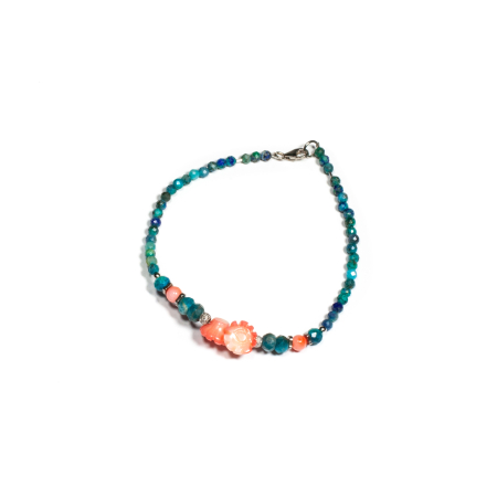 Mărțișor 2026 - Bratara din Crisocola si Coral cu Argint