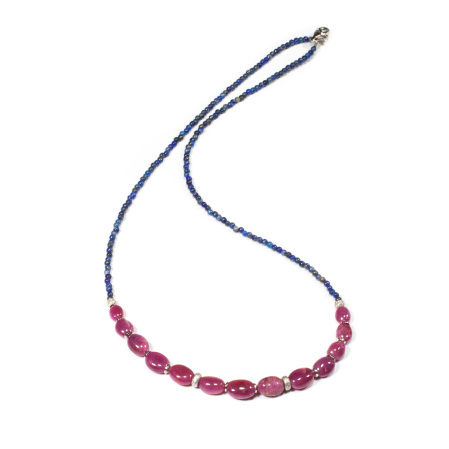 Coliere - Colier din Rubin si Lapislazuli cu Argint