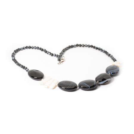 Colier din Onix si Perle cu Argint