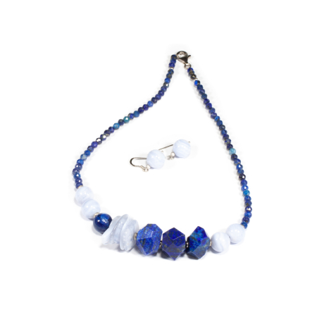 Seturi - Set Colier si Cercei din Lapis Lazuli si Agat Dantela cu Argint