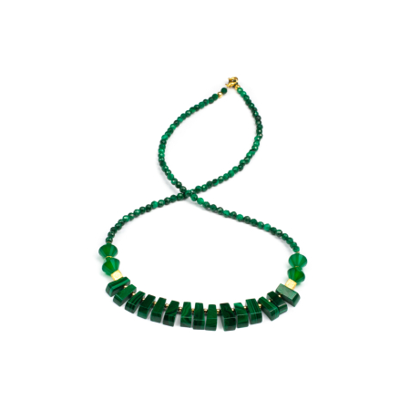 Coliere - Colier Creatie din Malahit si Agat Verde cu Argint