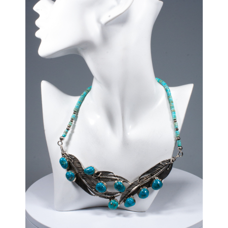 Coliere - Colier Unicat "Feathered Turquoise" din Argint cu Turcoaz