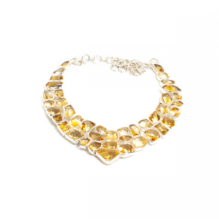 Coliere Creatie Sheba, din Pietre Semipretioase - "Golden Dawn" Unique Necklace with silver and Citrine