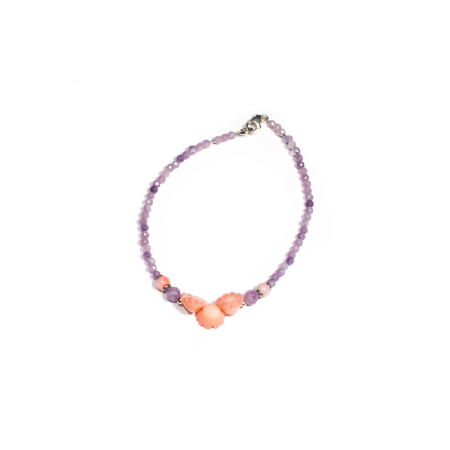 Mărțișor 2026 - Bratara din Kunzit si Coral cu Argint