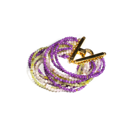 Bratara din Fosfosiderit, Jad si Kunzit cu Argint [1]