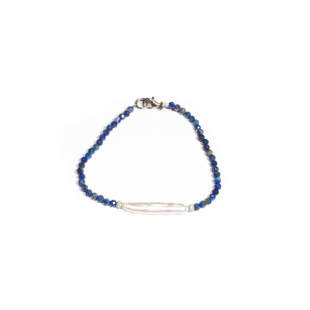 Mărțișor 2026 - Bratara din Lapis Lazuli si Perla de Cultura cu Argint