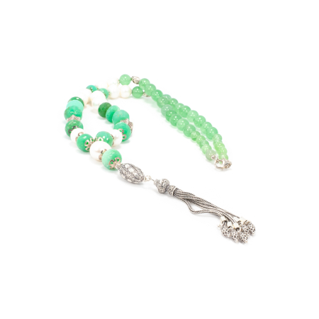 Colier din Crisopraz si Perle de Cultura cu Argint [2]