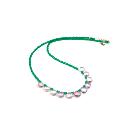 Coliere - Colier Creatie din Ametist si Agat Verde cu Argint  