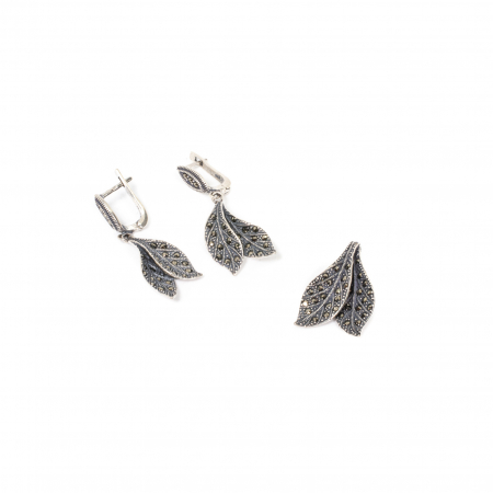 Seturi - Set Pandantiv si Cercei din Argint cu Marcasite