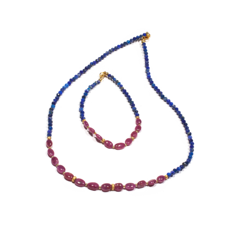 Seturi - Set Colier si Bratara din Lapis Lazuli si Rubin cu Argint 
