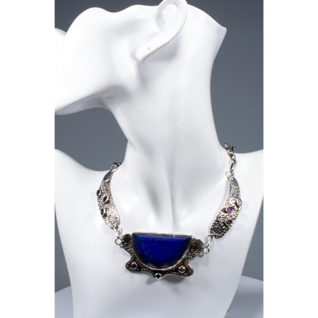 Coliere - Colier Unicat "Twilight Duet" din Argint cu Ametist, Lapis Lazuli