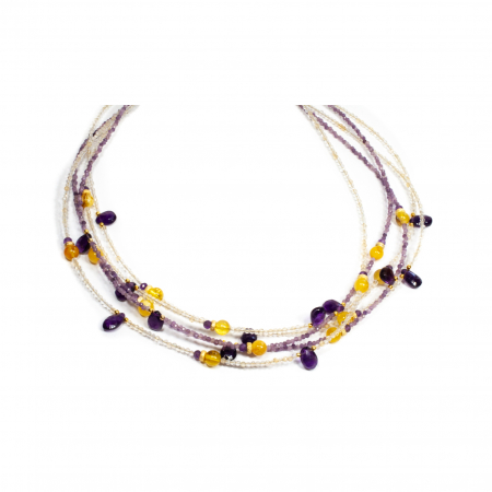 Colier din Ametist, Citrin si Chihlimbar cu Argint [1]