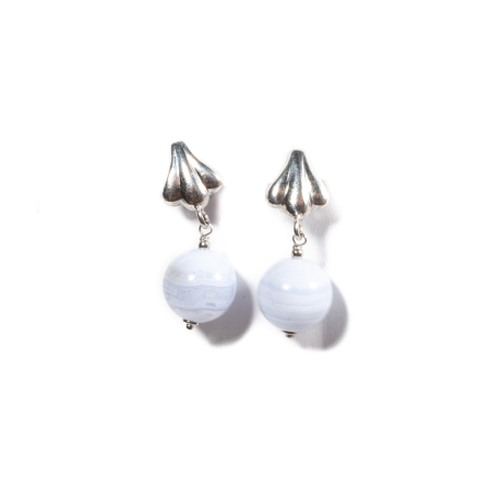 Cercei Clips - Cercei Clips din Agat Dantela cu Argint