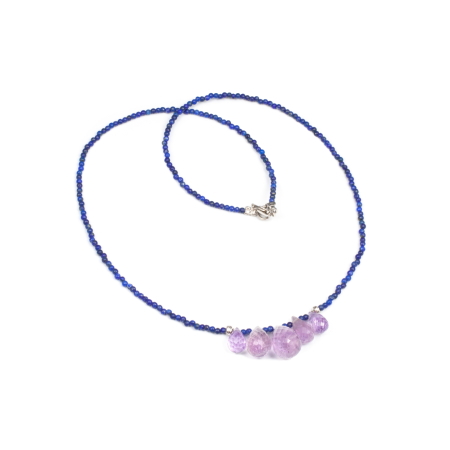 Coliere - Colier Creatie din Lapis Lazuli si Ametist cu Argint