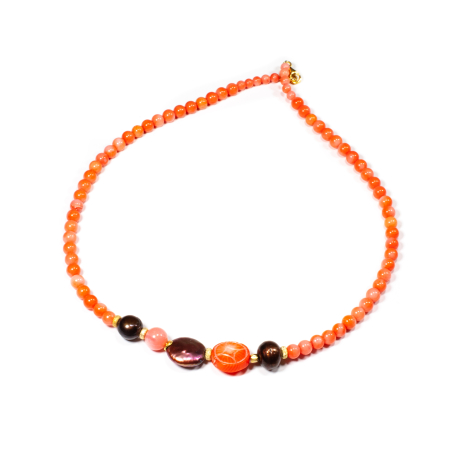 Coliere - Colier din Coral si Perle de cultura cu Argint