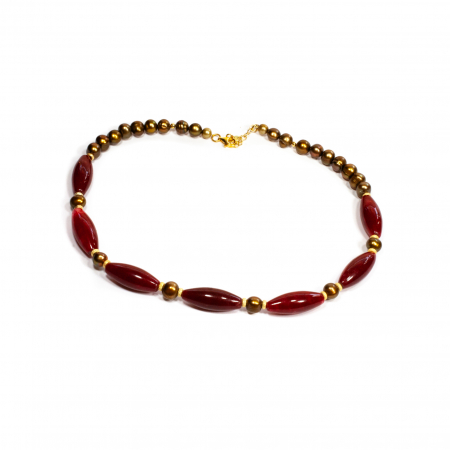 Coliere Creatie Sheba, din Pietre Semipretioase - Colier din Cuart Cherry si Perle cu Argint