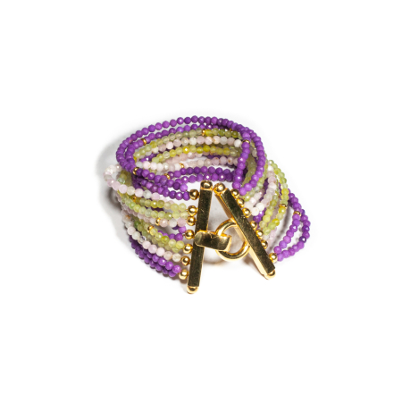 Colecția Bridgerton - Bratara din Fosfosiderit, Jad si Kunzit cu Argint