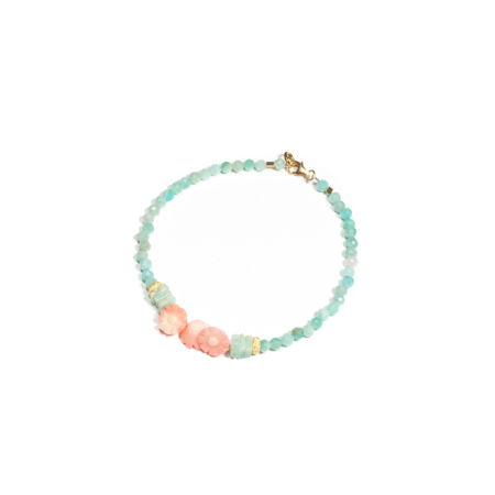 Colecția Bridgerton - Bratara din Acvamarin si Coral cu Argint
