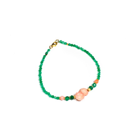Mărțișor 2026 - Bratara din Agat Verde si Coral cu Argint