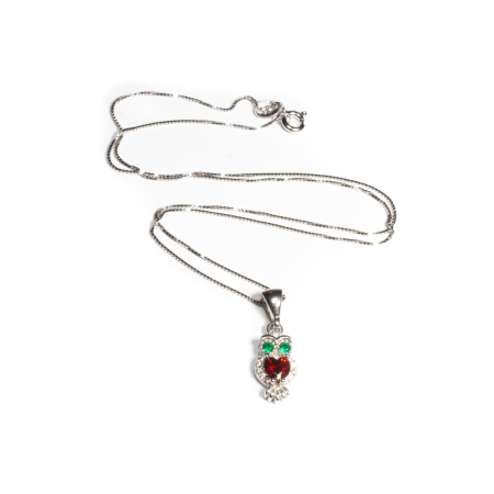 Spring 2026 - Lant si Pandantiv Bufnita din Argint cu Zirconiu