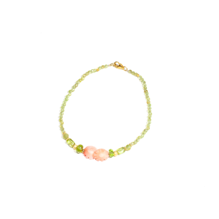 Mărțișor 2026 - Bratara din Peridot si Coral cu Argint