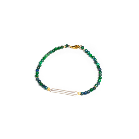 Mărțișor 2026 - Bratara din Crisocola si Perla de Cultura cu Argint