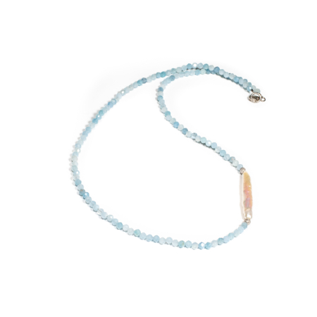 Noutati - Colier din Acvamarin si Perla de Cultura cu Argint