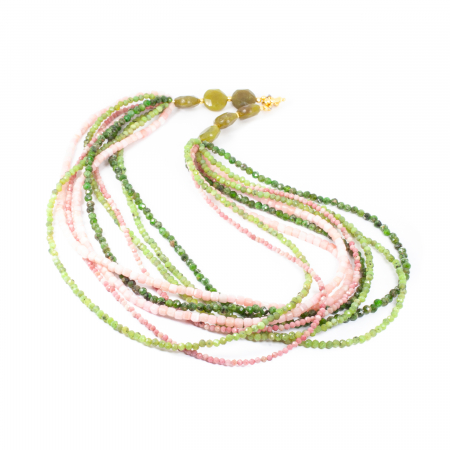 Special Unique Items - Colier "Tangled Harmony" din Opal Roz, Diopsid, Crisopraz si Rodonit
