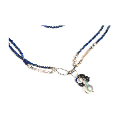 Colier din Lapis Lazuli si Perle de Cultura cu Argint [1]