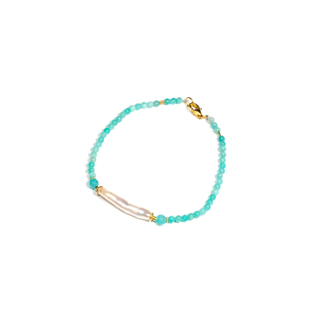 Mărțișor 2026 - Bratara din Amazonit si Perla de Cultura cu Argint