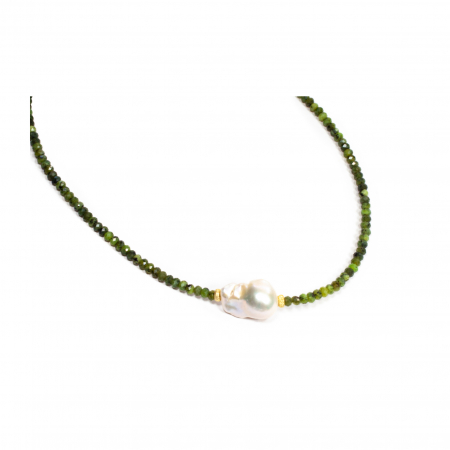 Colier din Diopsid si Perla Baroc cu Argint [1]