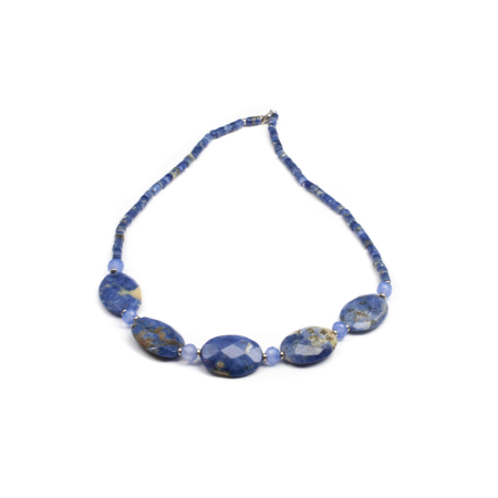 Coliere - Colier Creatie din Sodalit si Calcedonie cu Argint 