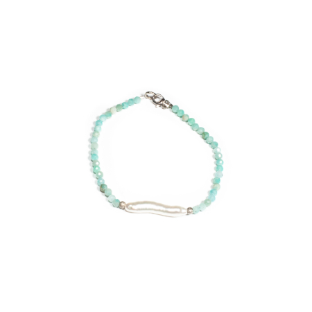 Mărțișor 2026 - Bratara din Amazonit si Perla de Cultura cu Argint