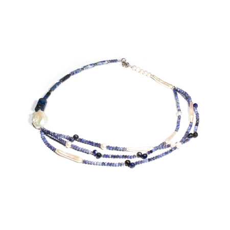 Noutati - Colier din Sodalit, Lapis Lazuli si Perle de Cultura cu Argint