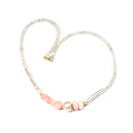 Coliere - Colier din Coral, Opal si Perle de Cultură cu Argint