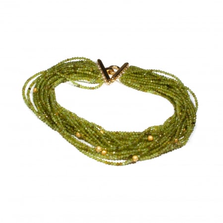 Premium - Colier "When the Forest Dances Gold" din Granat Verde si Argint