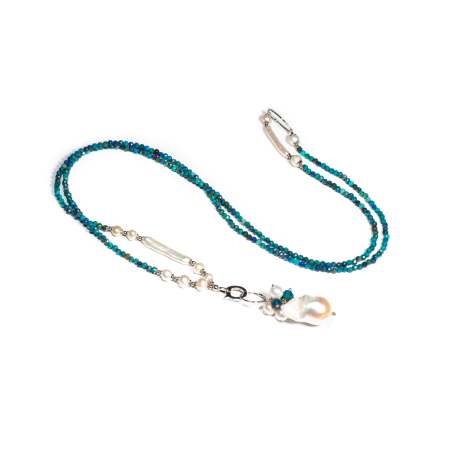 Colier din Crisocola si Perle de Cultura cu Argint [2]