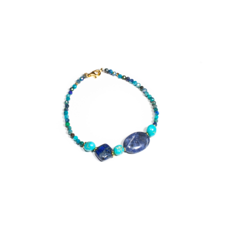 Mărțișor 2026 - Bratara din Crisocola, Lapis Lazuli, Chianit si Turcoaz cu Argint