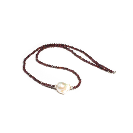 Noutati - Colier din Granat si Perla Baroc cu Argint