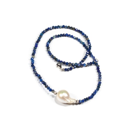 Coliere - Colier din Lapis Lazuli si Perla Baroc cu Argint