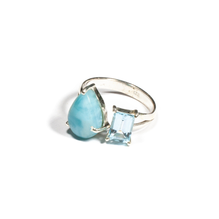 Inele cu Pietre Semipretioase - Inel din Argint cu Topaz si Larimar