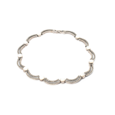 Coliere - Colier din Argint cu Marcasite si Sidef