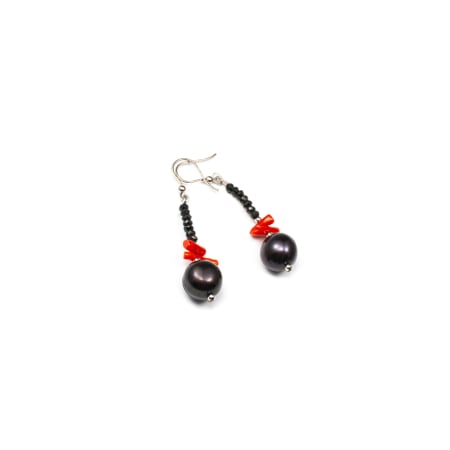 Cercei - Cercei din Perle, Onix si Coral cu Argint 