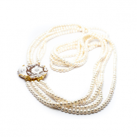 Special Unique Items - Colier "Golden Cameo Elegance" din Perle si Camee cu Argint