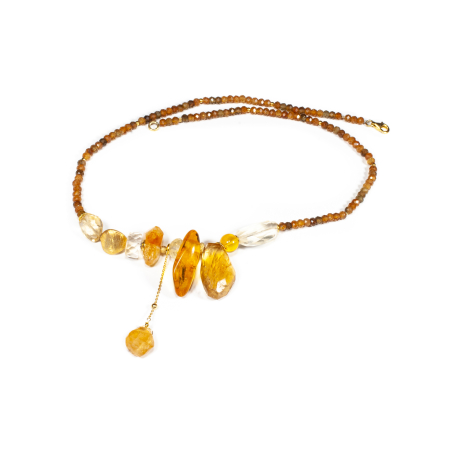 Sterling silver necklace with amber and citrine [0]