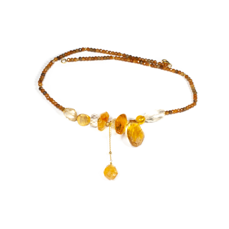 Sterling silver necklace with amber and citrine [1]