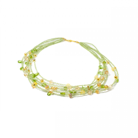 Special Unique Items - Colier "Sunlit Oasis" din Peridot, Citrin si Opal cu Argint