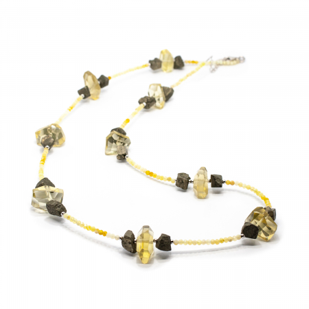 Premium - Colier Creatie cu Cuart Lemon, Pirita, Riolit si Argint