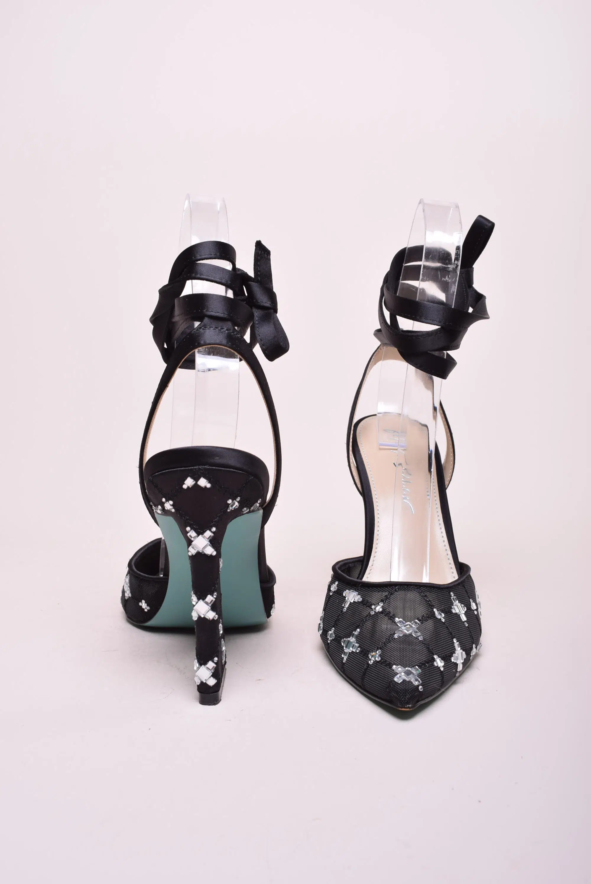 Pantofi dama stiletto cu pietricele, decupati in spate [3]